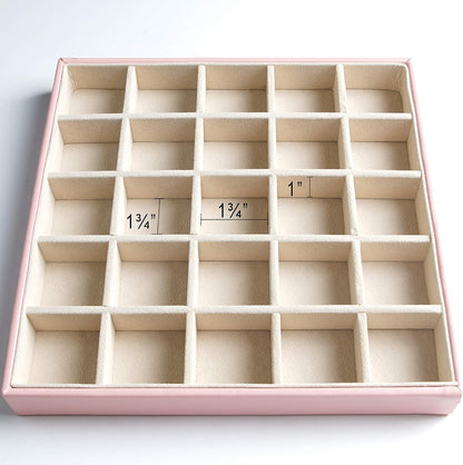 Earring Organizer Classic Jewelry Box 50 Slots Double Layer Jewelry Storage Case with 6 Necklace Hook and Bracelet Pocket(Pink)